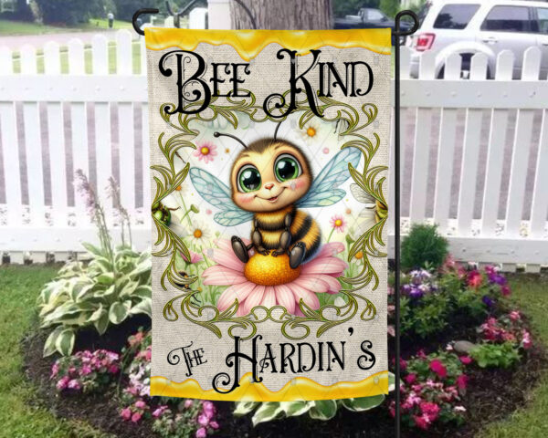 Personalized Bee Kind Garden Flag