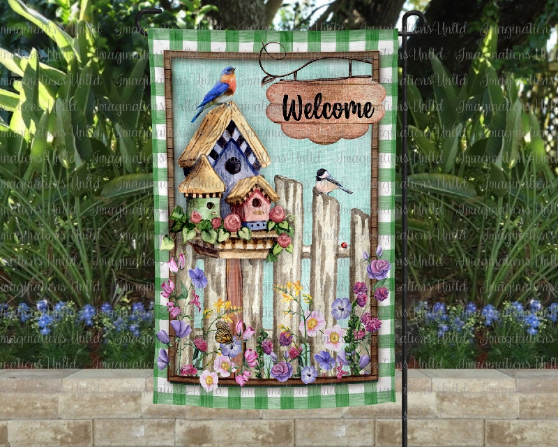 Personalized Birdhouse Welcome Garden Flag
