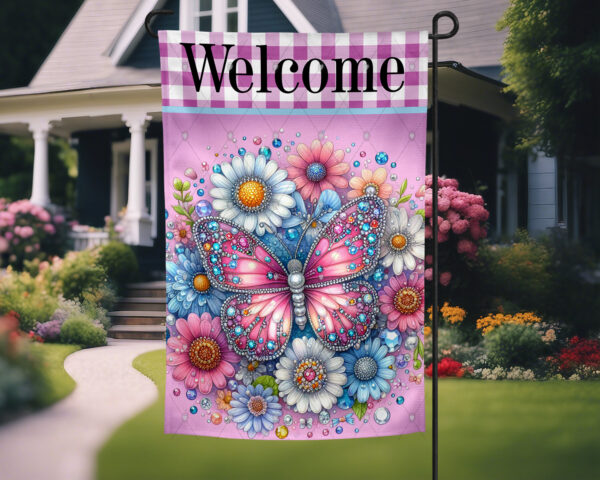 Butterfly Welcome Garden Flag