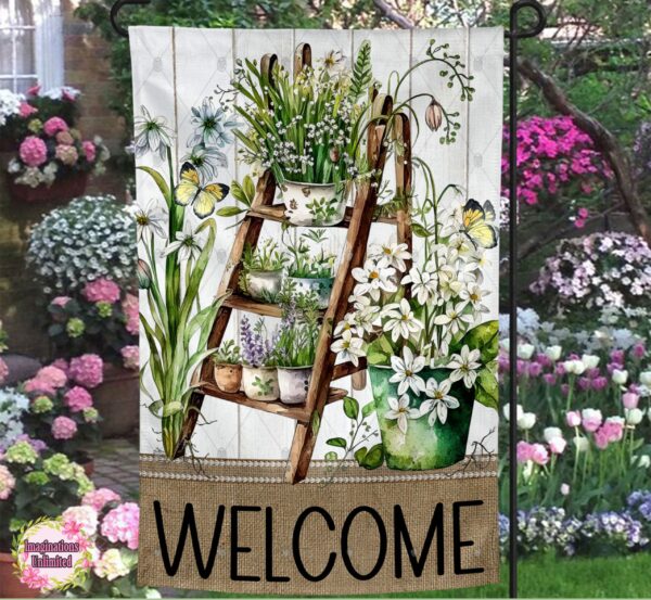 Welcome Garden Ladder Flag