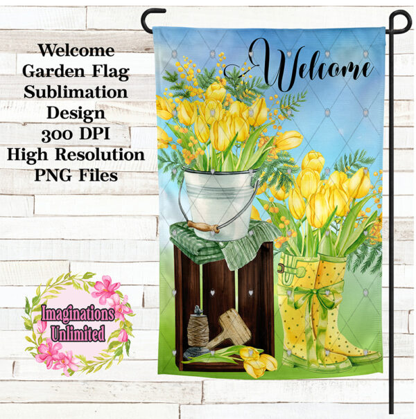 Tulips Welcome Garden Flag